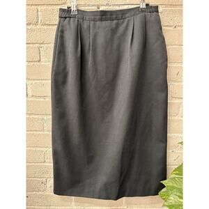 Vintage 90s Y2K Skirt Wool Blend 29” M Black Academia Secretary Pleated